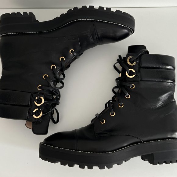 Stuart Weitzman 'Lexy' Leather Combat Boots - Picture 5 of 9